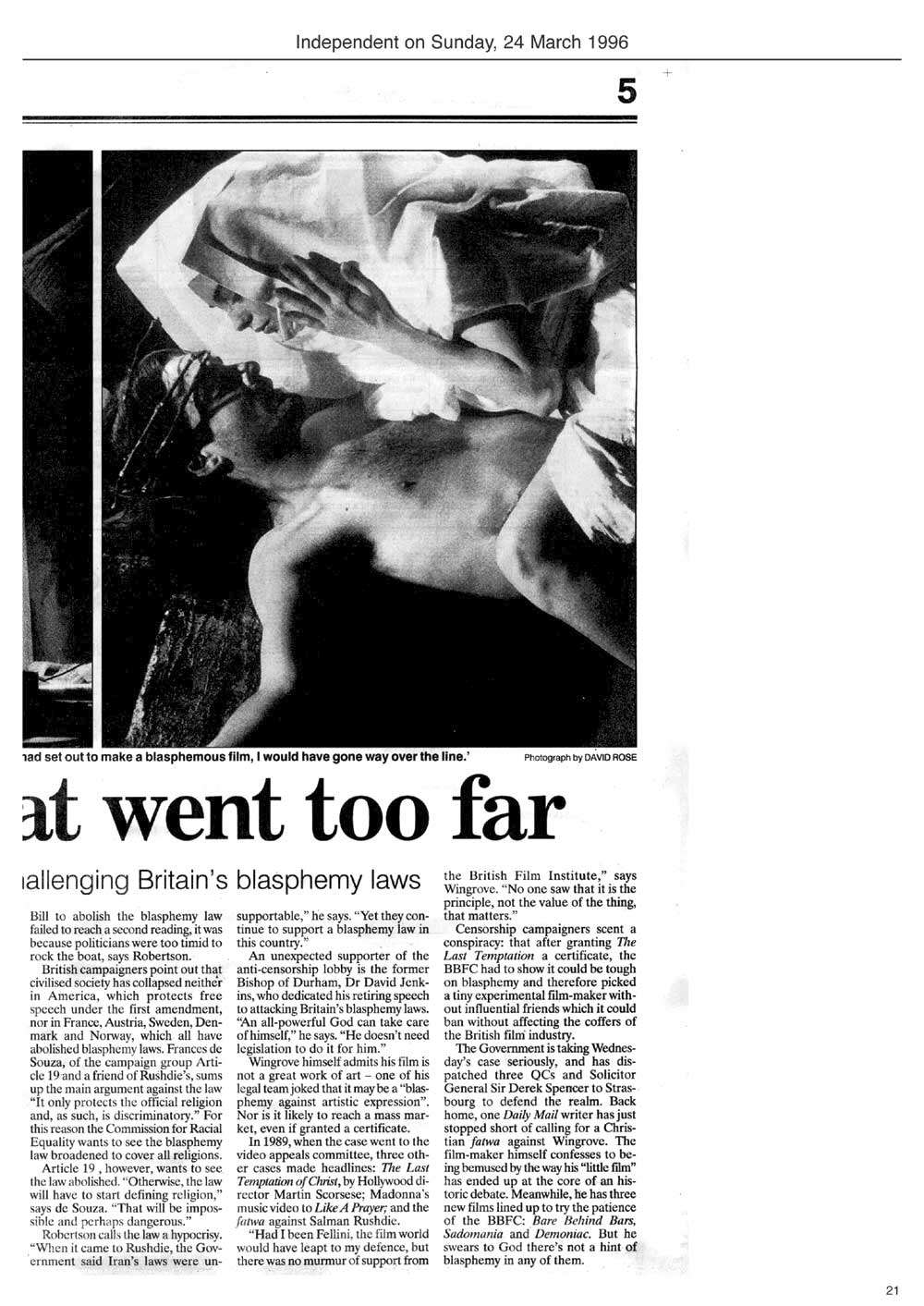 Independent on Sunday, 24 March 1996